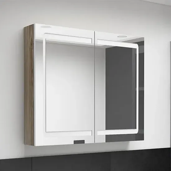 Arvada Mirrored Cabinet with LED - White Oak, MDF