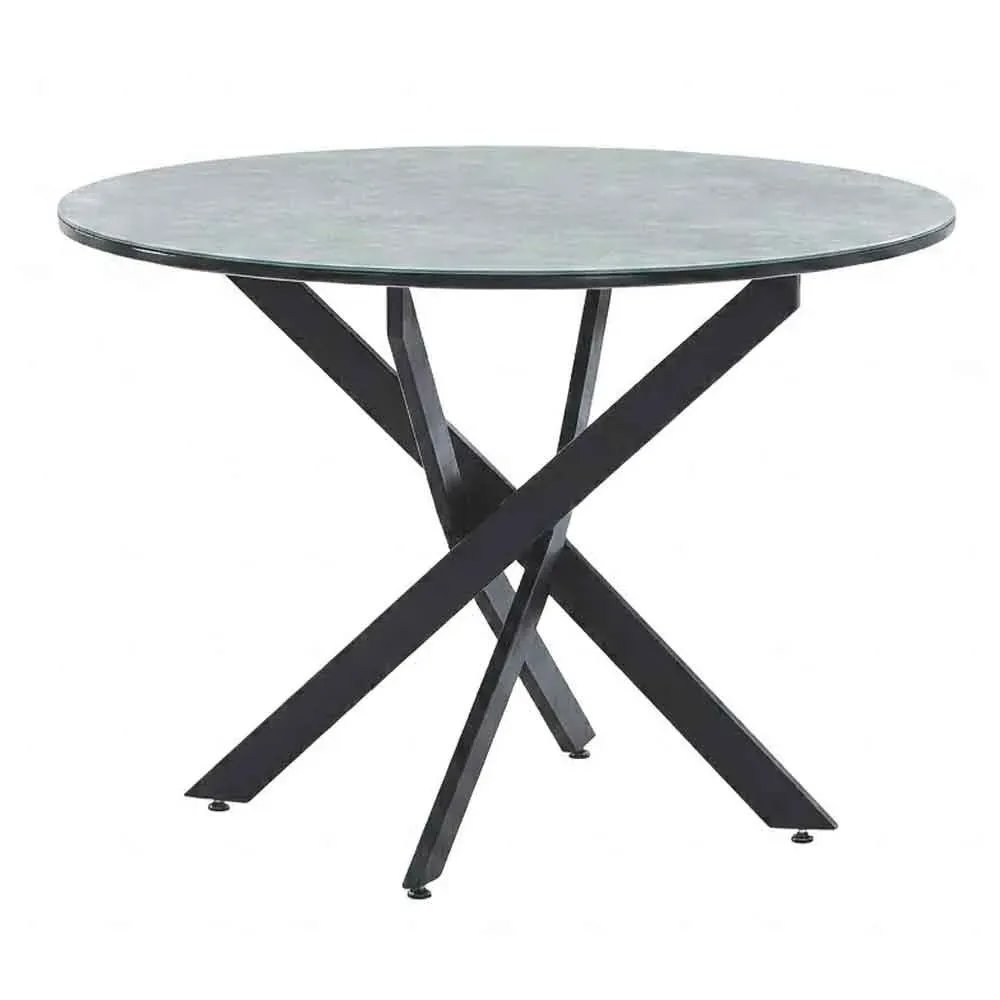 Arvello Round Dining Table - Black, Marble Effect Glass product