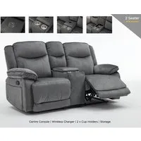Arvexo 2-Seater Reclining Sofa with Console - Grey, Fabric alternate view
