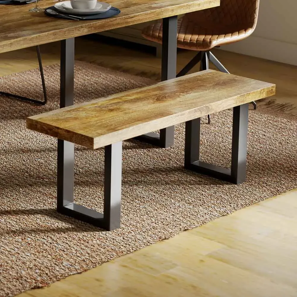 Arzano Dining Bench with U-Shape Legs - Brown, Mango Wood product
