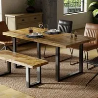 Arzano Dining Table with U-Shape Legs - Brown, Mango Wood alternate view