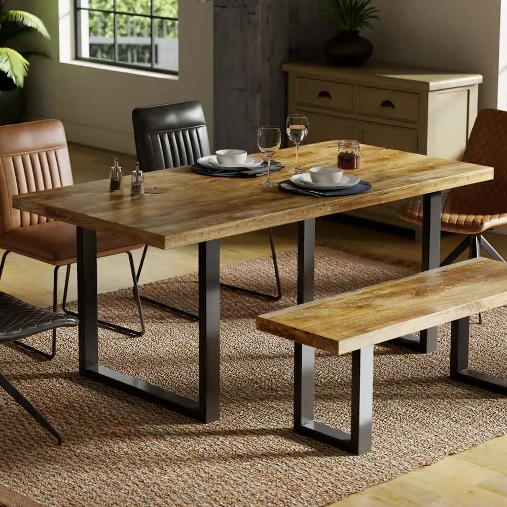Arzano Dining Table with U-Shape Legs - Brown, Mango Wood product