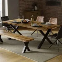 Arzano Dining Table X-Shape Legs - Brown, Mango Wood alternate view