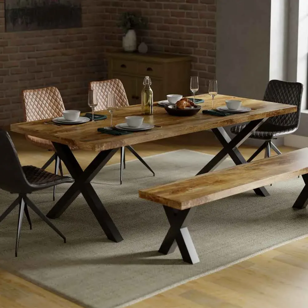 Arzano Dining Table X-Shape Legs - Brown, Mango Wood product