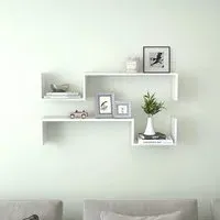 Arzon Set of 2 Wall Shelf - White, High Gloss