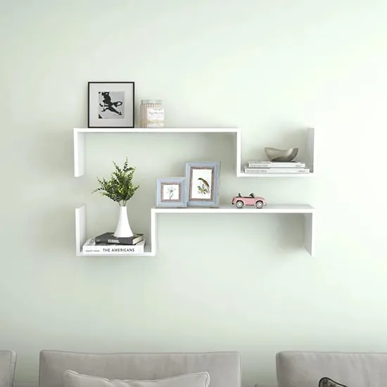Arzon Set of 2 Wall Shelf - White, High Gloss image