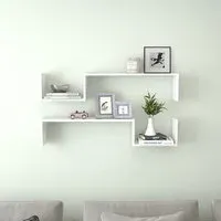 Arzon Set of 2 Wall Shelves - White, Engineered Wood