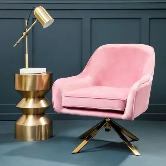 Asansol Lounge Chair with Silver Legs - Pink, Velvet