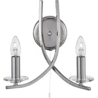 Ascona 2 Light Wall Light - Clear, Satin Silver