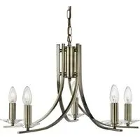 Ascona 5-Light Pendant Light - Antique Brass, Glass