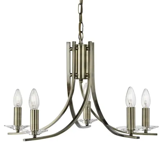 Ascona 5-Light Pendant Light - Antique Brass, Glass image