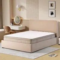 Ascot King Size Ottoman Bed with Storage - Stone, Fabric