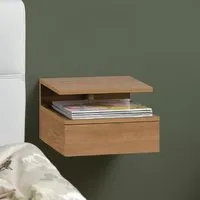 Ashanti Wall Hung Bedside Cabinet - Matt Oak