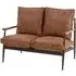 Ashbling 2-Seater Leather Sofa with Wooden Arms - Brown