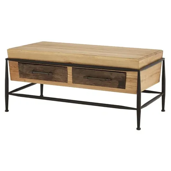 Ashbling Coffee Table with 2 Drawers - Natural, Ash Wood image