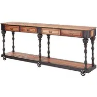 Ashbling Console Table with 4 Drawers - Natural, Elm Wood