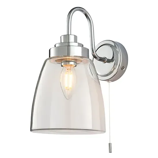 Ashbury Wall Light with Pull Switch - Clear, Chrome