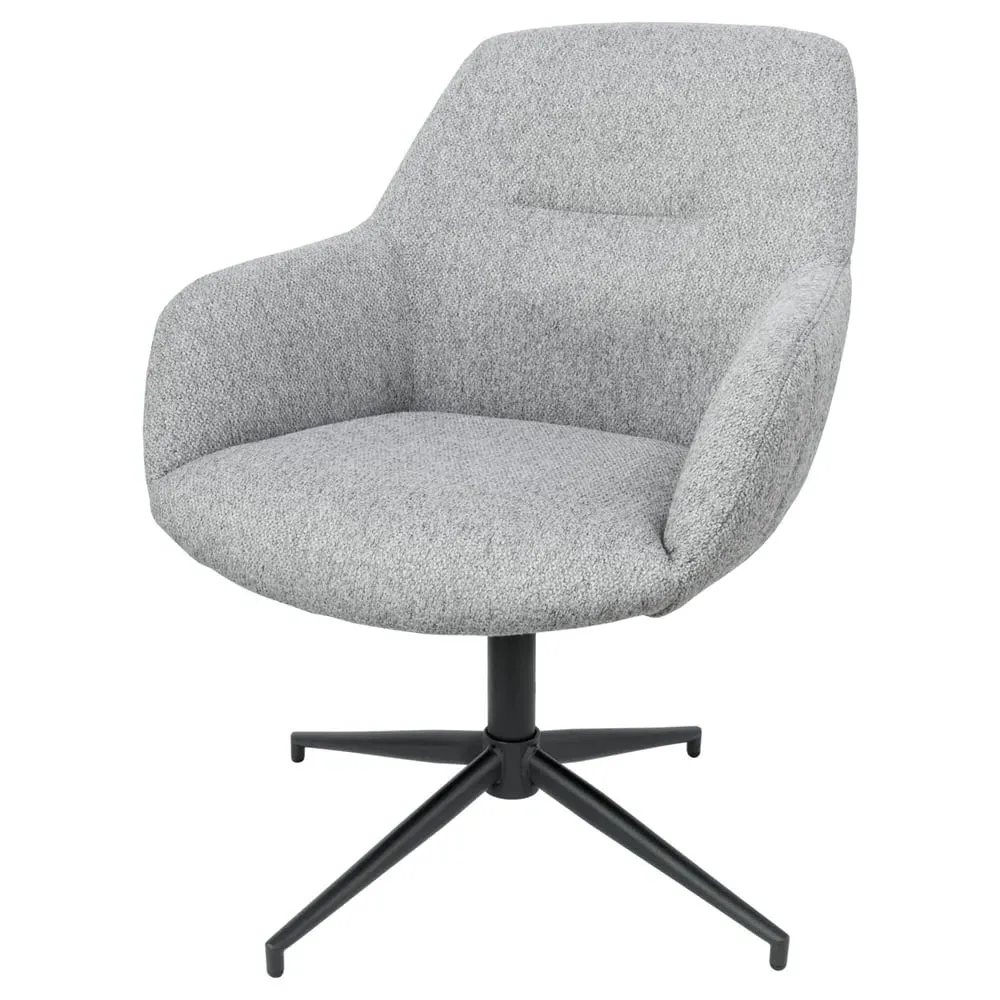Asheboro Swivel Bedroom Chair with Metal Legs - Grey, Fabric