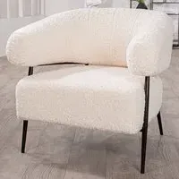 Ashland Fabric Armchair with Black Frame - White