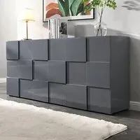 Aspen 3-Door Sideboard - Grey, High Gloss