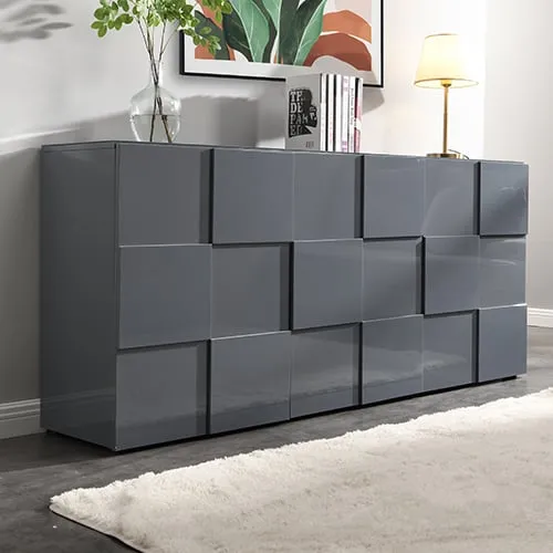 Aspen 3-Door Sideboard - Grey, High Gloss