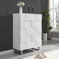 Aspen High Gloss Shoe Cabinet 2 Doors 1 Drawer - White, MDF alternate view