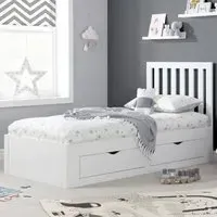 Aspen Single Bed Frame with Storage - White