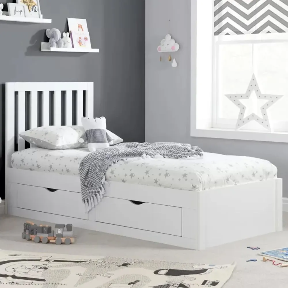 Aspen Single Bed Frame with Storage - White