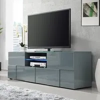 Aspen TV Sideboard with LED Lights - Grey, High Gloss