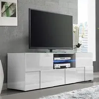 Aspen TV Sideboard with LED Lights - White, High Gloss