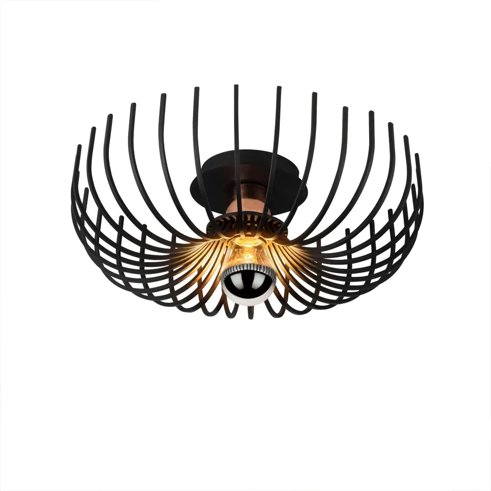 Aspendos Small Semi-Flush Ceiling Light - Black, Metal product