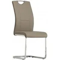 Aspin Dining Chair with Pull Handle - Latte, Faux Leather