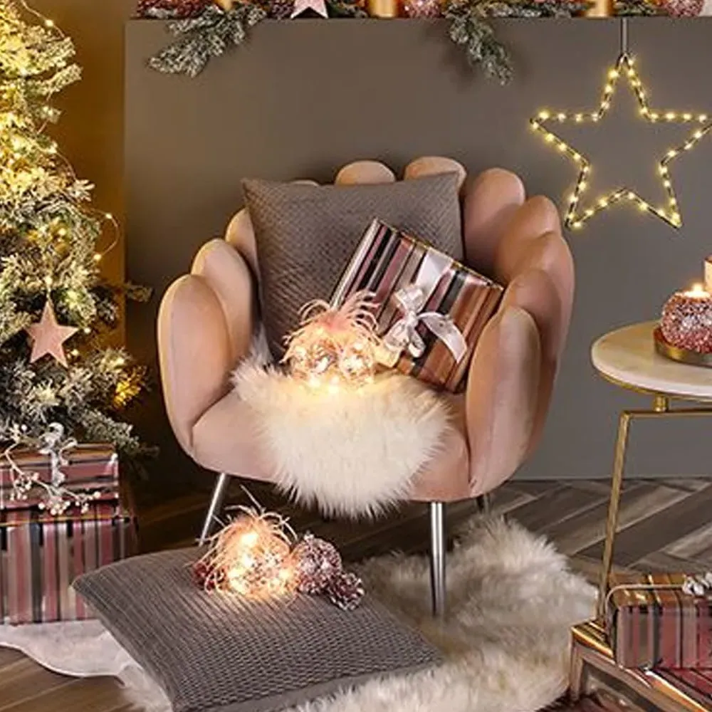 Assago Velvet Armchair with Metal Legs - Pink