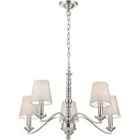 Astaire 5 Light Ceiling Pendant - Satin Nickel, Cotton