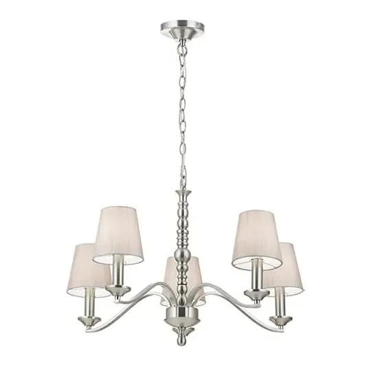 Astaire 5 Light Ceiling Pendant - Satin Nickel, Cotton image