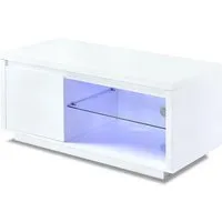 Aston TV Stand with 1 Door and LED - White, High Gloss alternate view
