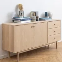 Astonik Wooden Sideboard with 2 Doors 3 Drawers - Oak