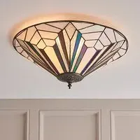 Astoria 2 Light Large Flush Ceiling Light - Dark Bronze, Glass