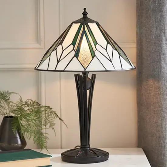 Astoria Small Tiffany Glass Table Lamp - Black