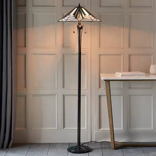 Astoria Tiffany Glass Floor Lamp - Black