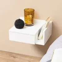 Astoria Wall Hung Bedside Cabinet with 1 Drawer - White