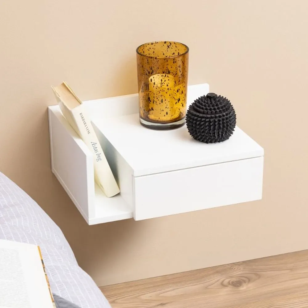 Astoria Wall Hung Bedside Cabinet with 1 Drawer - White image