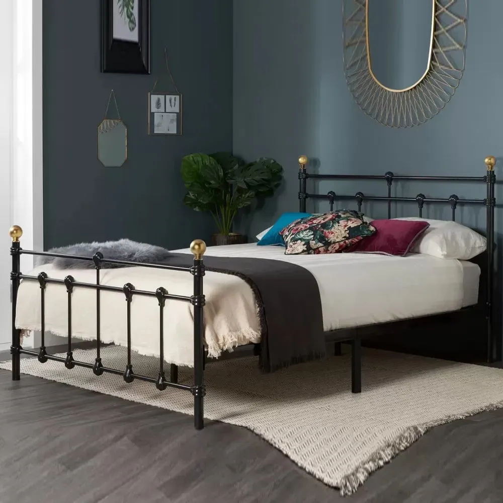 Atalla Small Double Bed Frame - Black, Metal