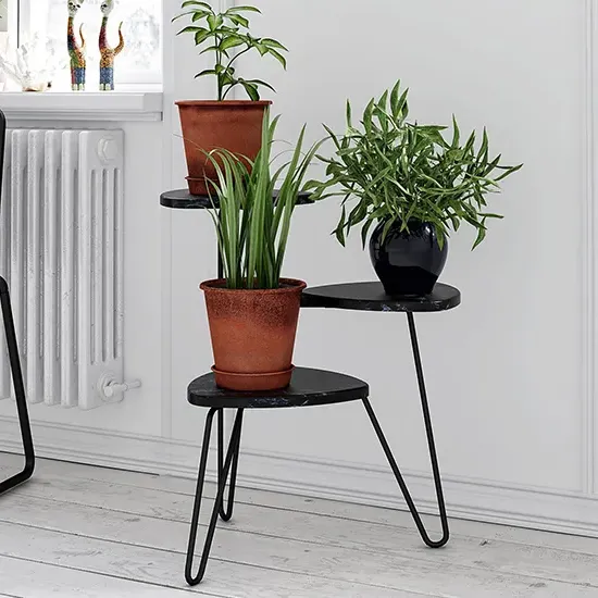 Athens 3-Tier Plant Stand - Black Marble Effect, MDF product