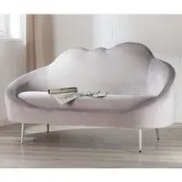 Atlanta 2-Seater Sofa with Metal Legs - Grey, Velvet