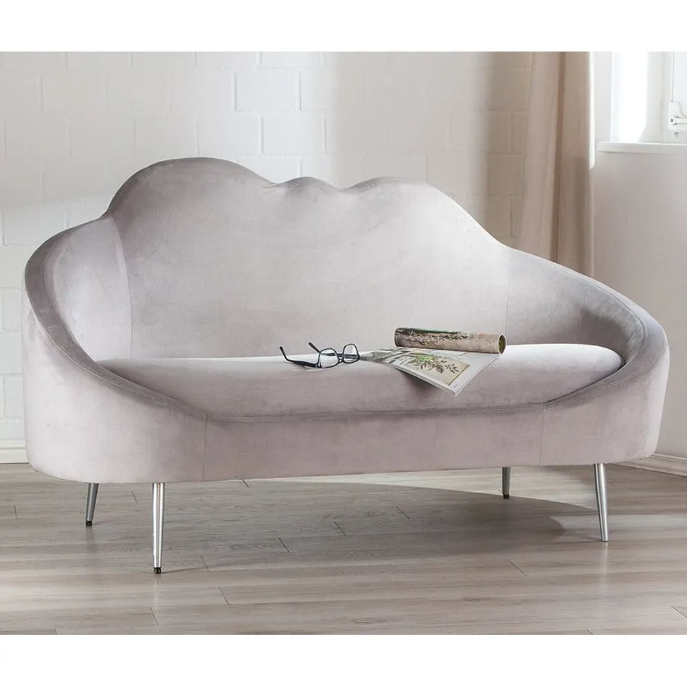 Atlanta 2-Seater Sofa with Metal Legs - Grey, Velvet
