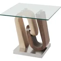 Atlanta Glass End Table with Steel Base - Clear, Wood