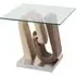 Atlanta Glass End Table with Steel Base - Clear, Wood