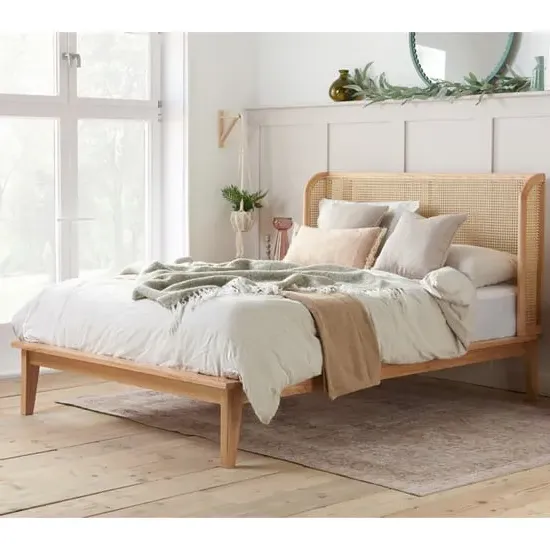 Atlanta Rattan King Size Bed Frame - Oak image