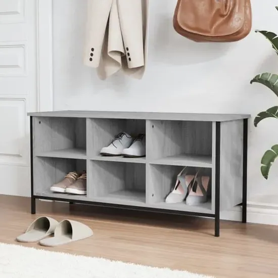 Atlanta Shoe Storage Bench 6 Compartments - Grey, Sonoma Oak image